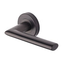 Heritage Brass Door Handle Lever Latch on Round Rose AdmiraltyDesign Matt Bronze finish
 - V2355-MB - Choice Handles