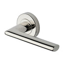 Heritage Brass Door Handle Lever Latch on Round Rose Admiralty Design Polished Nickel finish
 - V2355-PNF - Choice Handles