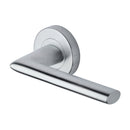Heritage Brass Door Handle Lever Latch on Round Rose Admiralty Design Satin Chrome finish
 - V2355-SC - Choice Handles