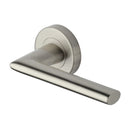 Heritage Brass Door Handle Lever Latch on Round Rose Admiralty Design Satin Nickel finish
 - V2355-SN - Choice Handles