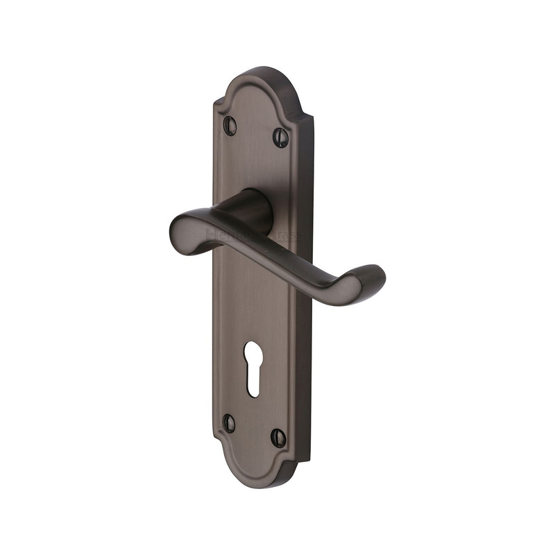 Heritage Brass Door Handle Lever Lock Meridian Design Matt Bronze Finish - V300-MB - Choice Handles