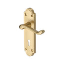 Heritage Brass Door Handle Lever Lock Meridian Design Satin Brass Finish - V300-SB - Choice Handles