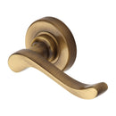 Heritage Brass Door Handle Lever Latch on 53mm Round Rose Bedford Design Antique finish - V3010-AT - Choice Handles