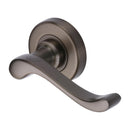 Heritage Brass Door Handle Lever Latch on 53mm Round Rose Bedford Design Matt Bronze finish - V3010-MB - Choice Handles