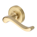 Heritage Brass Door Handle Lever Latch on 53mm Round Rose Bedford Design Satin Brass finish - V3010-SB - Choice Handles