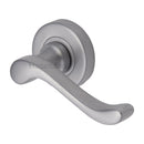 Heritage Brass Door Handle Lever Latch on 53mm Round Rose Bedford Design Satin Chrome Finish - V3010-SC - Choice Handles