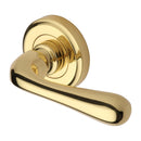 Heritage Brass Door Handle Lever Latch on Round Rose Charlbury Design Polished Brass finish - V3020-PB - Choice Handles