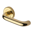 Heritage Brass Door Handle Lever Latch on Round Rose Harmony Design Polished Brass finish - V3090-PB - Choice Handles