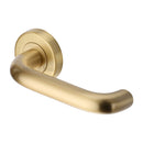 Heritage Brass Door Handle Lever Latch on Round Rose Harmony Design Satin Brass Finish - V3090-SB - Choice Handles