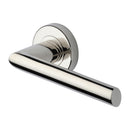 Heritage Brass Door Handle Lever Latch on Round Rose Mercury Design Polished Nickel finish
 - V3262-PNF - Choice Handles