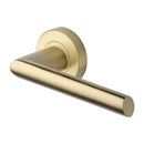 Heritage Brass Door Handle Lever Latch on Round Rose Mercury Design Satin Brass finish
 - V3262-SB - Choice Handles