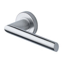 Heritage Brass Door Handle Lever Latch on Round Rose Mercury Design Satin Chrome finish
 - V3262-SC - Choice Handles