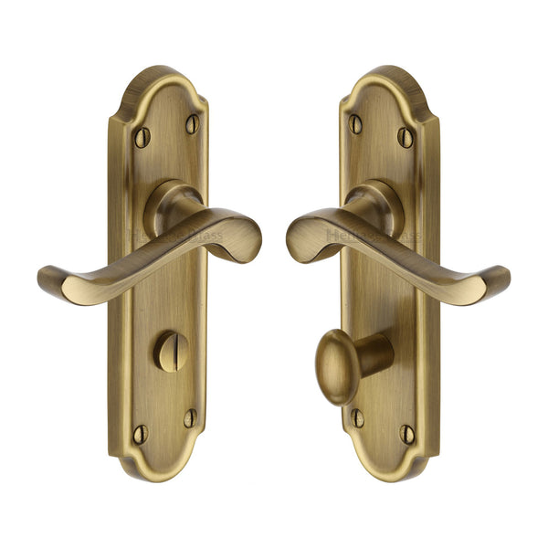Heritage Brass Door Handle for Bathroom Meridian Design Antique finish - V330-AT - Choice Handles