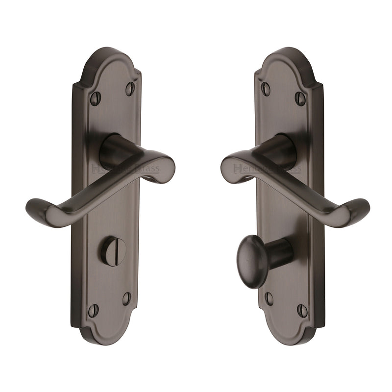 Heritage Brass Door Handle Bathroom Set Meridian Design Matt Bronze Finish - V330-MB - Choice Handles