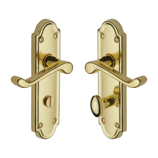 Heritage Brass Door Handle for Bathroom Meridian Design Polished Brass finish - V330-PB - Choice Handles