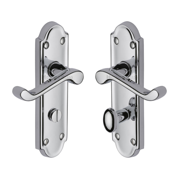 Heritage Brass Door Handle for Bathroom Meridian Design Polished Chrome finish - V330-PC - Choice Handles