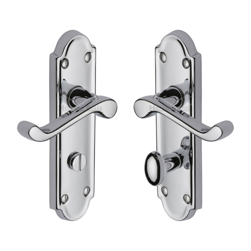 Heritage Brass Door Handle for Bathroom Meridian Design Polished Chrome finish - V330-PC - Choice Handles