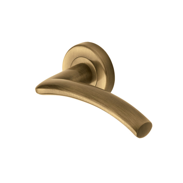 Heritage Brass Door Handle Lever Latch on Round Rose Centaur Design Antique finish - V3490-AT - Choice Handles