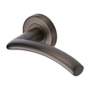 Heritage Brass Door Handle Lever Latch on Round Rose Centaur Design Matt Bronze finish - V3490-MB - Choice Handles
