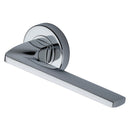 Heritage Brass Door Handle Lever Latch on Round Rose Metro Angled Design Polished Chrome finish
 - V3790-PC - Choice Handles