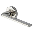 Heritage Brass Door Handle Lever Latch on Round Rose Metro Angled Design Polished Nickel finish
 - V3790-PNF - Choice Handles