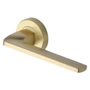 Heritage Brass Door Handle Lever Latch on Round Rose Metro Angled Design Satin Brass finish
 - V3790-SB - Choice Handles