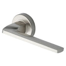 Heritage Brass Door Handle Lever Latch on Round Rose Metro Angled Design Satin Nickel finish
 - V3790-SN - Choice Handles