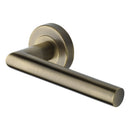 Heritage Brass Door Handle Lever Latch on Round Rose Athena Design Antique Brass finish
 - V3840-AT - Choice Handles