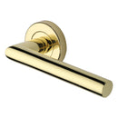Heritage Brass Door Handle Lever Latch on Round Rose Athena Design Polished Brass finish
 - V3840-PB - Choice Handles
