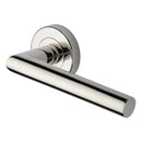 Heritage Brass Door Handle Lever Latch on Round Rose Athena Design Polished Nickel finish
 - V3840-PNF - Choice Handles
