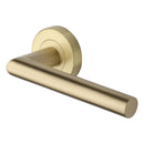 Heritage Brass Door Handle Lever Latch on Round Rose Athena Design Satin Brass finish
 - V3840-SB - Choice Handles