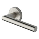 Heritage Brass Door Handle Lever Latch on Round Rose Athena Design Satin Nickel finish
 - V3840-SN - Choice Handles