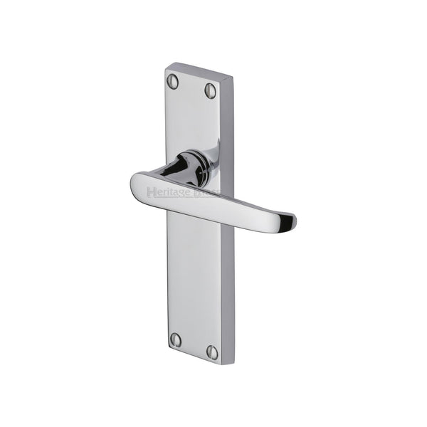 Heritage Brass Door Handle Lever Latch Victoria Design Polished Chrome finish - V3913-PC - Choice Handles
