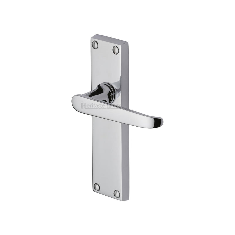 Heritage Brass Door Handle Lever Latch Victoria Design Polished Chrome finish - V3913-PC - Choice Handles