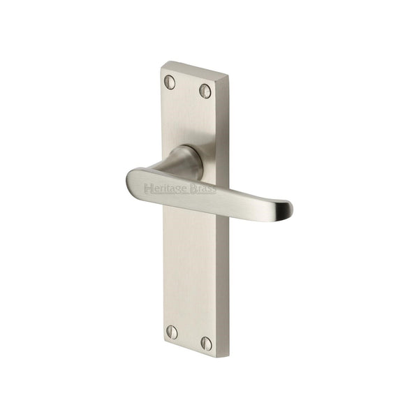 Heritage Brass Door Handle Lever Latch Victoria Design Satin Nickel finish - V3913-SN - Choice Handles