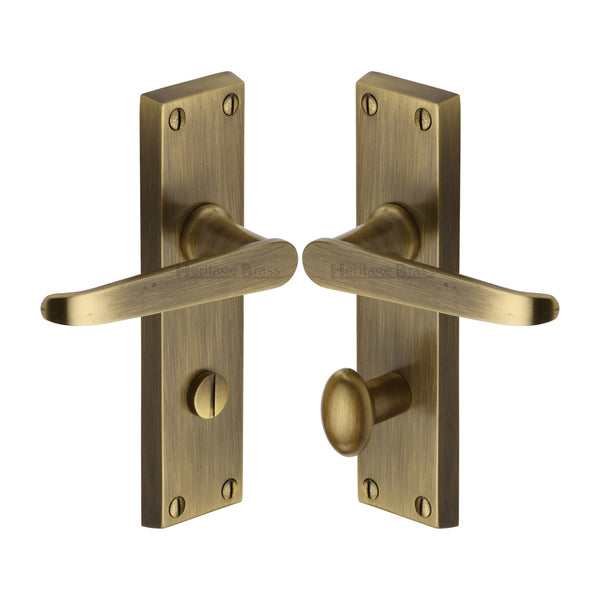 Heritage Brass Door Handle for Bathroom Victoria Design Antique finish - V3930-AT - Choice Handles