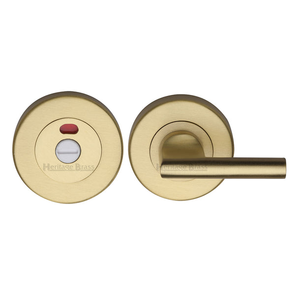 Heritage Brass Indicator Turn &amp; Release for Bathroom Doors Satin Brass finish
 - V4048-SB - Choice Handles