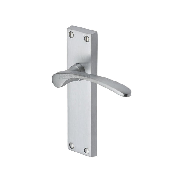 Heritage Brass Door Handle Lever Latch Sophia Design Satin Chrome finish - V4113-SC - Choice Handles