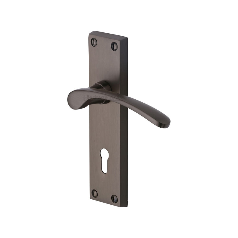 Heritage Brass Door Handle Lever Lock Sophia Design Matt Bronze finish - V4130-MB - Choice Handles