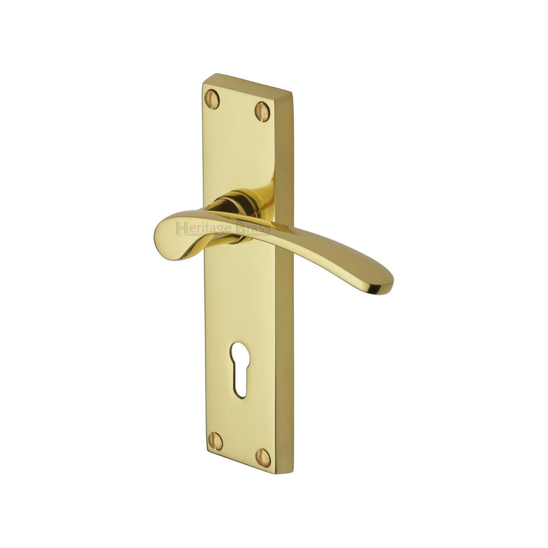 Heritage Brass Door Handle Lever Lock Sophia Design Polished Brass finish - V4130-PB - Choice Handles