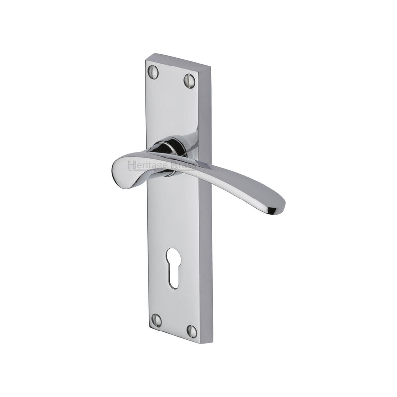 Heritage Brass Door Handle Lever Lock Sophia Design Polished Chrome finish - V4130-PC - Choice Handles
