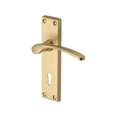 Heritage Brass Door Handle Lever Lock Sophia Design Satin Brass finish - V4130-SB - Choice Handles