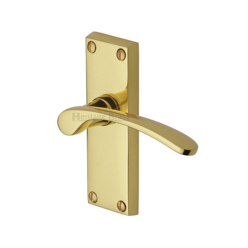 Heritage Brass Door Handle Lever Latch Sophia Short Design Polished Brass finish - V4140-PB - Choice Handles