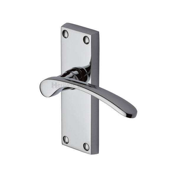 Heritage Brass Door Handle Lever Latch Sophia Short Design Polished Chrome finish - V4140-PC - Choice Handles