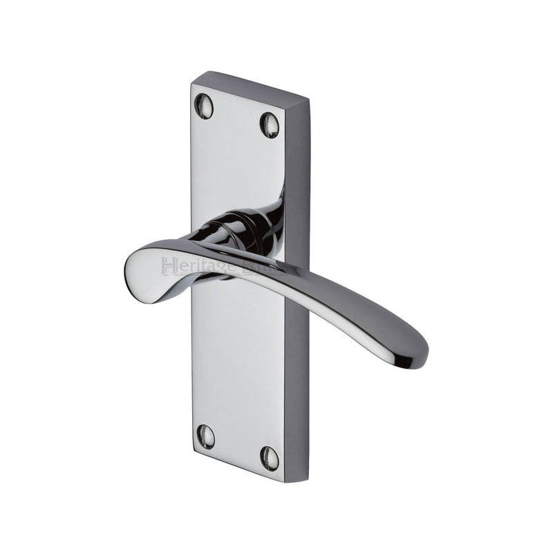 Heritage Brass Door Handle Lever Latch Sophia Short Design Polished Chrome finish - V4140-PC - Choice Handles