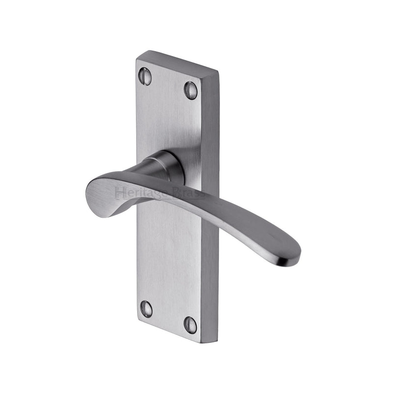 Heritage Brass Door Handle Lever Latch Sophia Short Design Satin Chrome finish - V4140-SC - Choice Handles