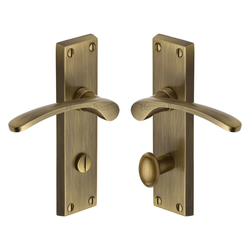 Heritage Brass Door Handle for Bathroom Sophia Design Antique finish - V4142-AT - Choice Handles