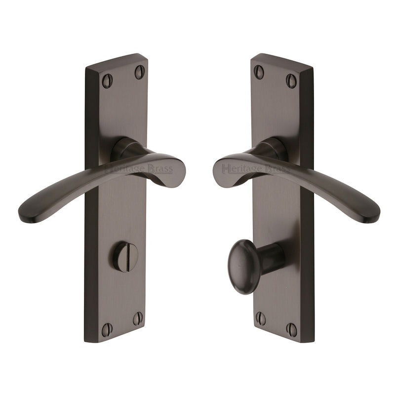 Heritage Brass Door Handle for Bathroom Sophia Design Matt Bronze finish - V4142-MB - Choice Handles