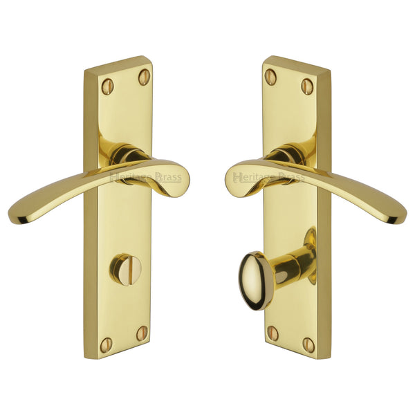 Heritage Brass Door Handle for Bathroom Sophia Design Polished Brass finish - V4142-PB - Choice Handles