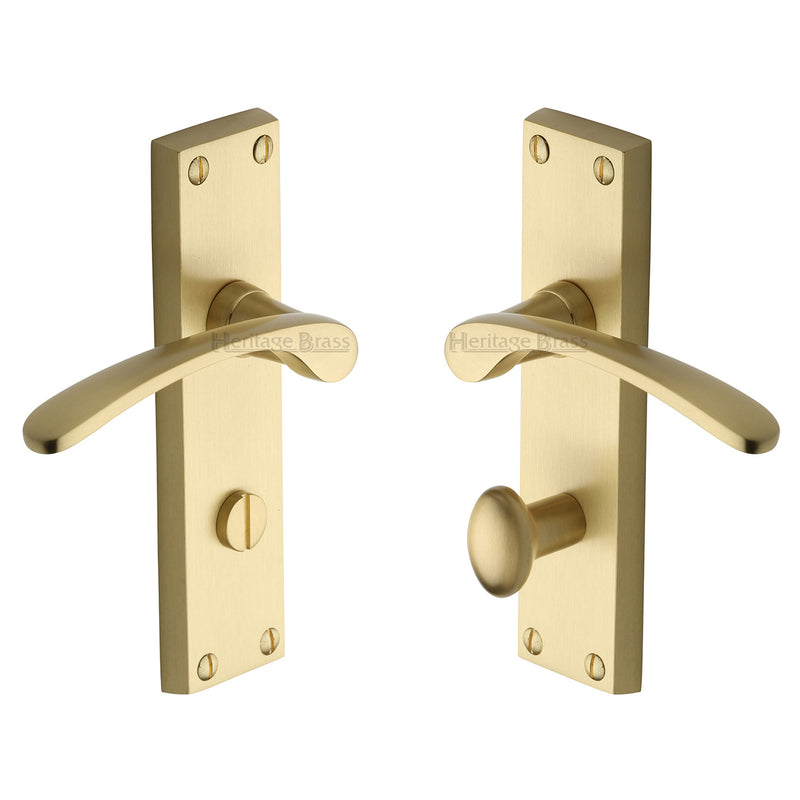 Heritage Brass Door Handle for Bathroom Sophia Design Satin Brass finish - V4142-SB - Choice Handles